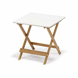 Biely sklápací stolík s bambusovými nohami loomi.design Lora