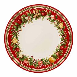 Červeno-biely porcelánový vianočný tanier Winter Bakery Delight Villeroy&Boch, ø 27 cm