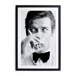 Čierno-biely plagát Little Nice Things James Bond, 40 x 30 cm