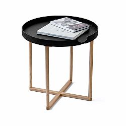 Čierny odkladací stolík z dubového dreva s odnímateľnou doskou Wireworks Damieh, 45 × 45 cm