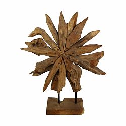 Dekorácia z teakového dreva HSM Collection Sunflower, 40 x 50 cm