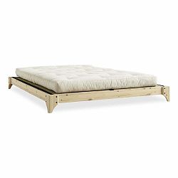 Dvojlôžková posteľ z borovicového dreva s matracom a tatami Karup Design Elan Double Latex Black/Natural, 160 × 200 cm