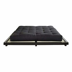 Dvojlôžková posteľ z borovicového dreva s matracom Karup Design Dock Double Latex Black/Black, 180 × 200 cm