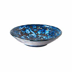 Modrý keramický hlboký tanier MIJ Copper Swirl, ø 24 cm