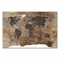 Nástenka s mapou sveta Bimago Wooden Mosaic 120 × 80 cm
