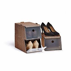 Sada 3 hnedých úložných boxov na obuv Domopak