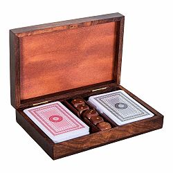 Set kariet a kociek v drevenom kufríku Antic Line