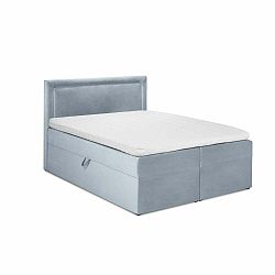 Sivá zamatová dvojlôžková posteľ Mazzini Beds Yucca, 160 x 200 cm