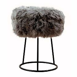 Stolička so sivým sedadlom z ovčej kožušiny Native Natural, ⌀ 36 cm