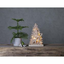 Vianočná drevená svetelná LED dekorácia Star Trading Fauna, výška 28 cm