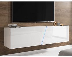 TV skrinka s osvetlením Slant 160 cm, biely lesk%